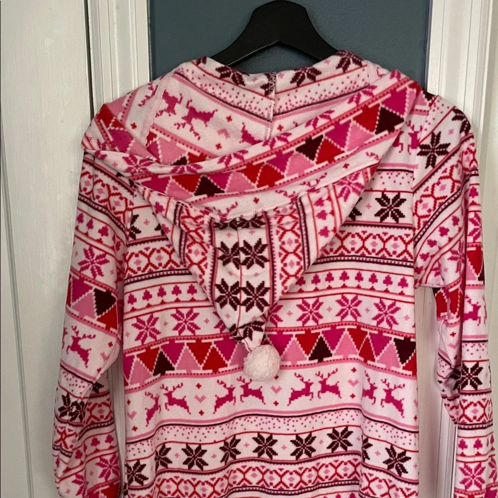 Cat & Jack Pink and White Patterned‎ Kids Pajama with Hoodie | Size 14